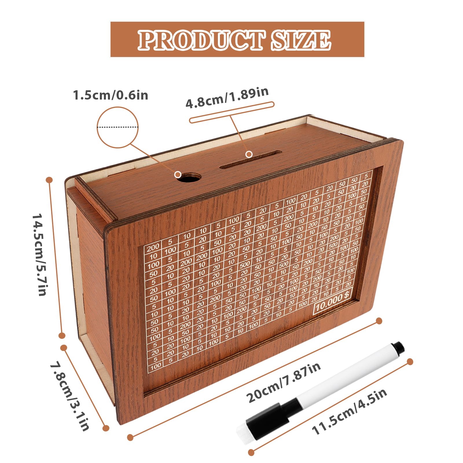 Foto 4 pulgar | Caja De Ahorros De Madera Cash Vault Con Tarjetero Y Bolígrafo - Venta Internacional.