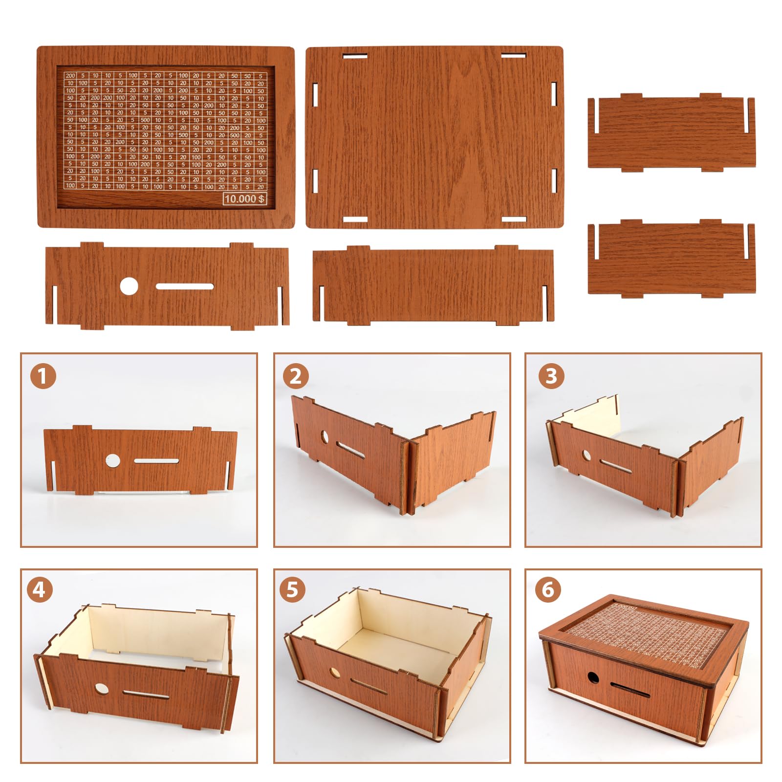 Foto 6 pulgar | Caja De Ahorros De Madera Cash Vault Con Tarjetero Y Bolígrafo - Venta Internacional.