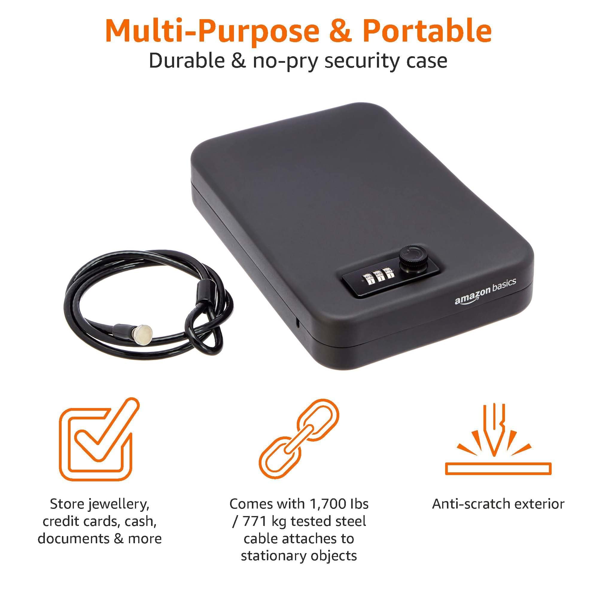 Foto 4 pulgar | Funda de Seguridad con Cerradura Amazon Basics Portable Xl Negra - Venta Internacional
