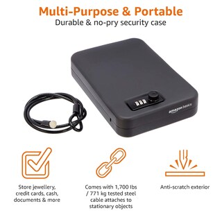 Foto 3 | Funda de Seguridad con Cerradura Amazon Basics Portable Xl Negra - Venta Internacional