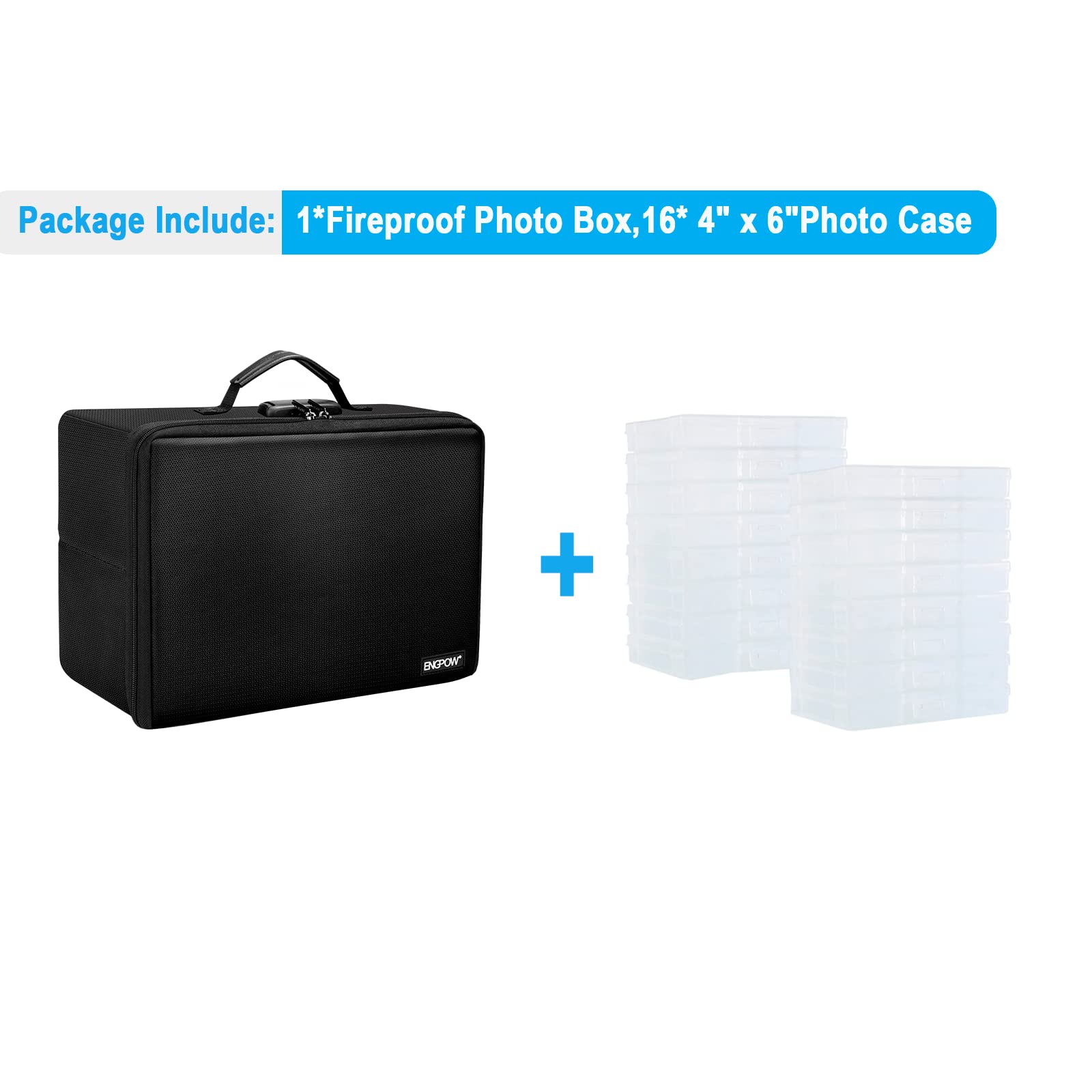 Foto 3 pulgar | Caja De Almacenamiento De Fotos Ignífuga Engpow Con 16 Fundas Interiores Para Fotos De 4 X 6 - Venta Internacional.