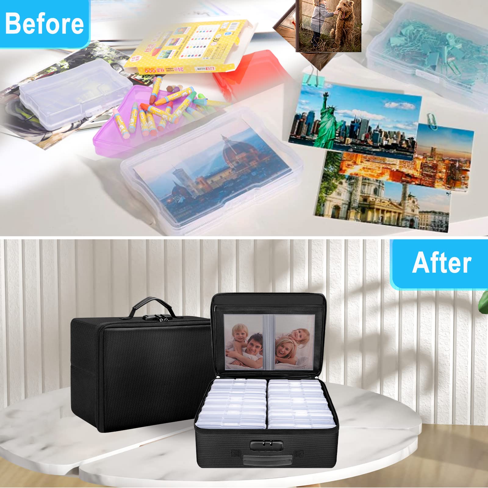 Foto 6 pulgar | Caja De Almacenamiento De Fotos Ignífuga Engpow Con 16 Fundas Interiores Para Fotos De 4 X 6 - Venta Internacional.