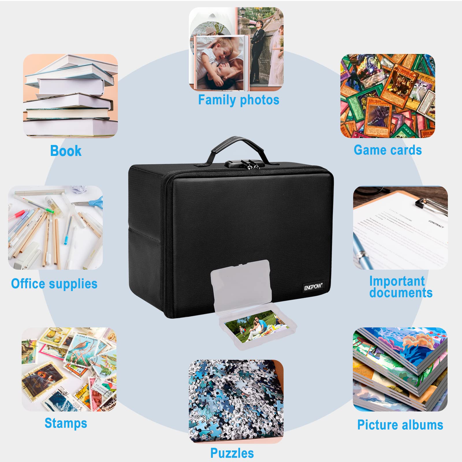 Foto 7 pulgar | Caja De Almacenamiento De Fotos Ignífuga Engpow Con 16 Fundas Interiores Para Fotos De 4 X 6 - Venta Internacional.