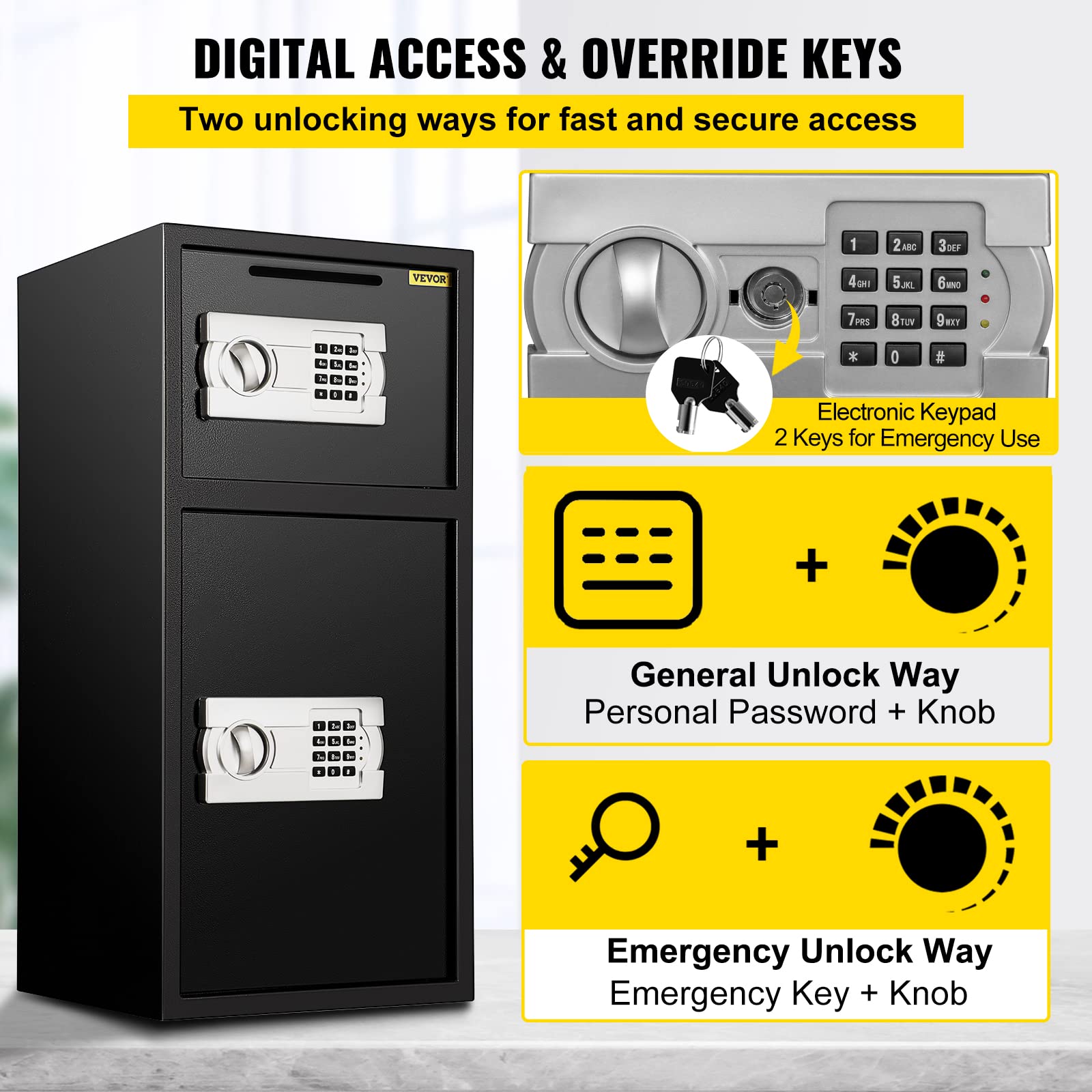 Foto 6 pulgar | Caja Fuerte De Seguridad Vevor Grande De Acero De 76.7 Litros Con Cierre Digital - Venta Internacional.