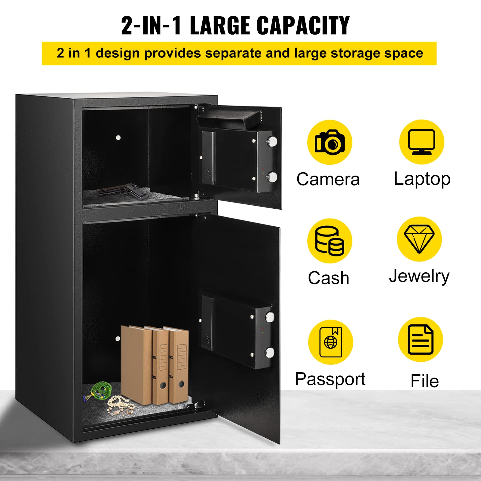 Foto 7 pulgar | Caja Fuerte De Seguridad Vevor Grande De Acero De 76.7 Litros Con Cierre Digital - Venta Internacional.