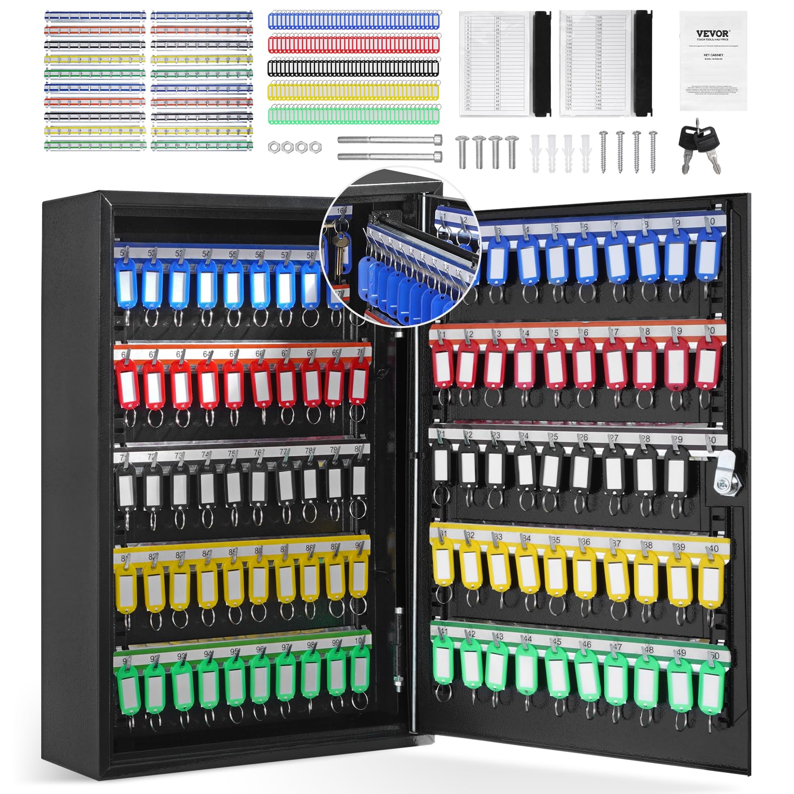 Foto 1 | Armario Para Llaves Vevor 200, Ajustables, Con 200 Etiquetas, Color Negro - Venta Internacional.