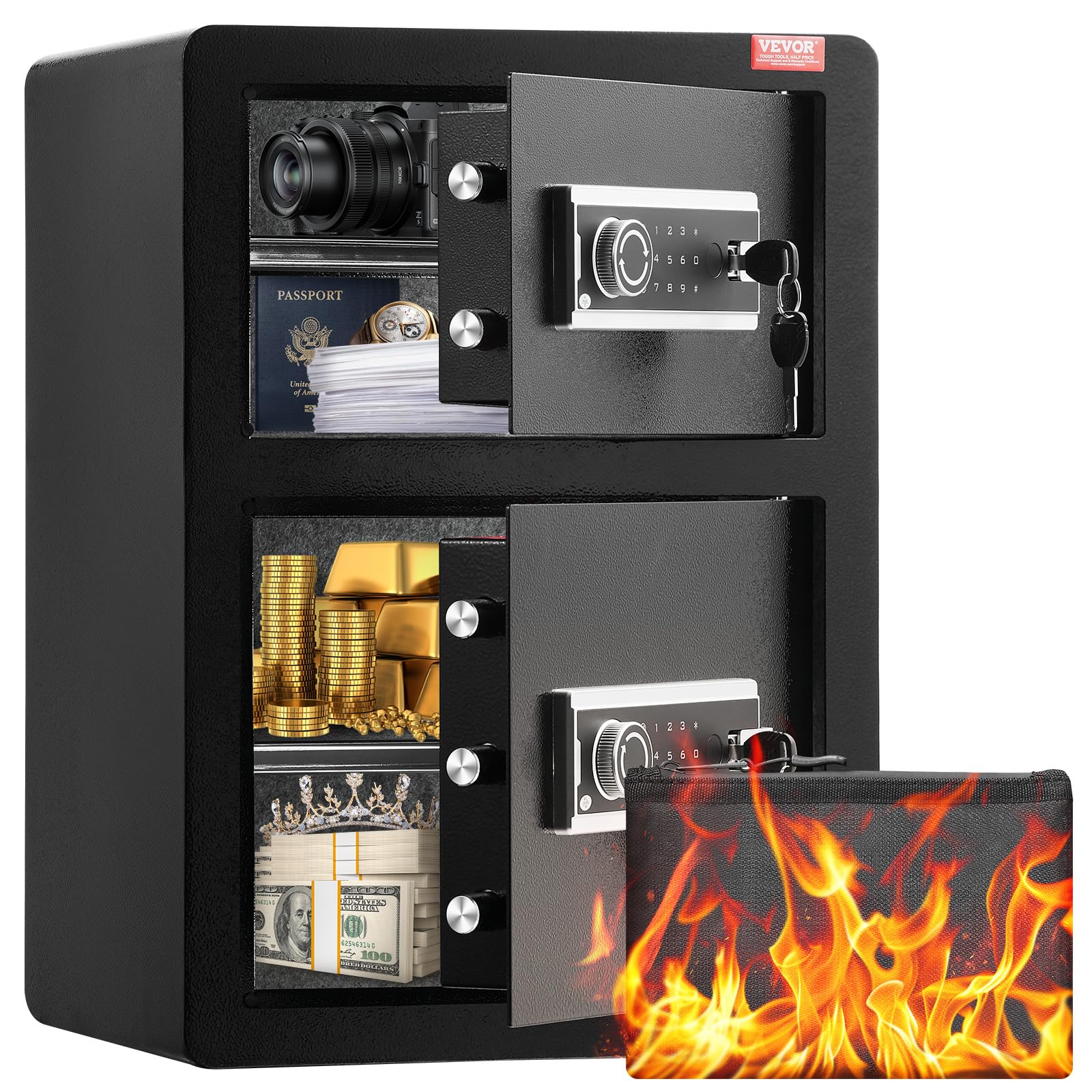 Foto 2 pulgar | Caja Fuerte Vevor Double Doors 98l Con Llave Y Contraseña - Venta Internacional.