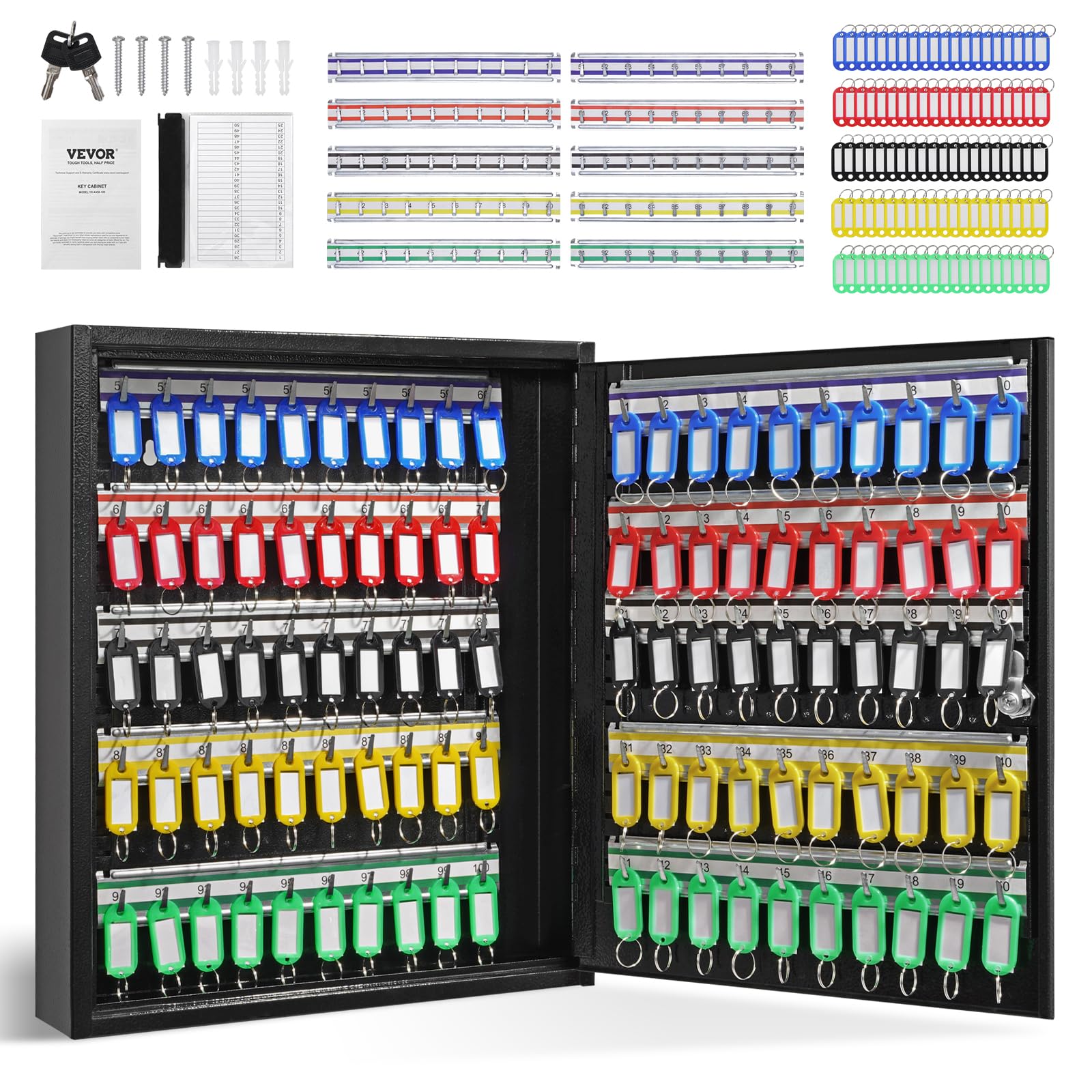 Foto 2 pulgar | Armario Para Llaves Vevor, 100 Estantes Ajustables Con 100 Etiquetas, Color Negro - Venta Internacional.