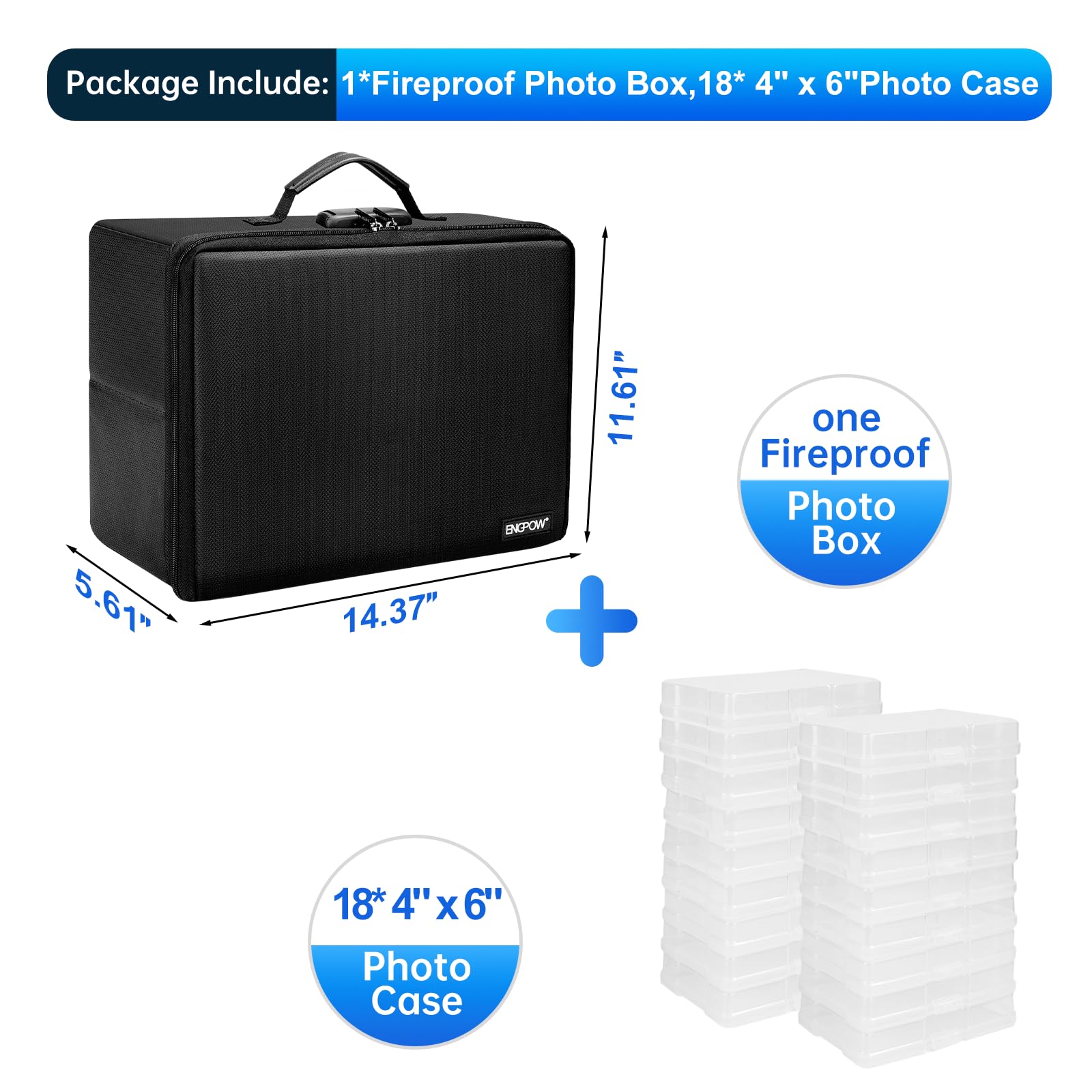 Foto 3 pulgar | Caja De Almacenamiento De Fotos Engpow Ignífuga Con Funda Interior De 18 X 6 Pulgadas - Venta Internacional.