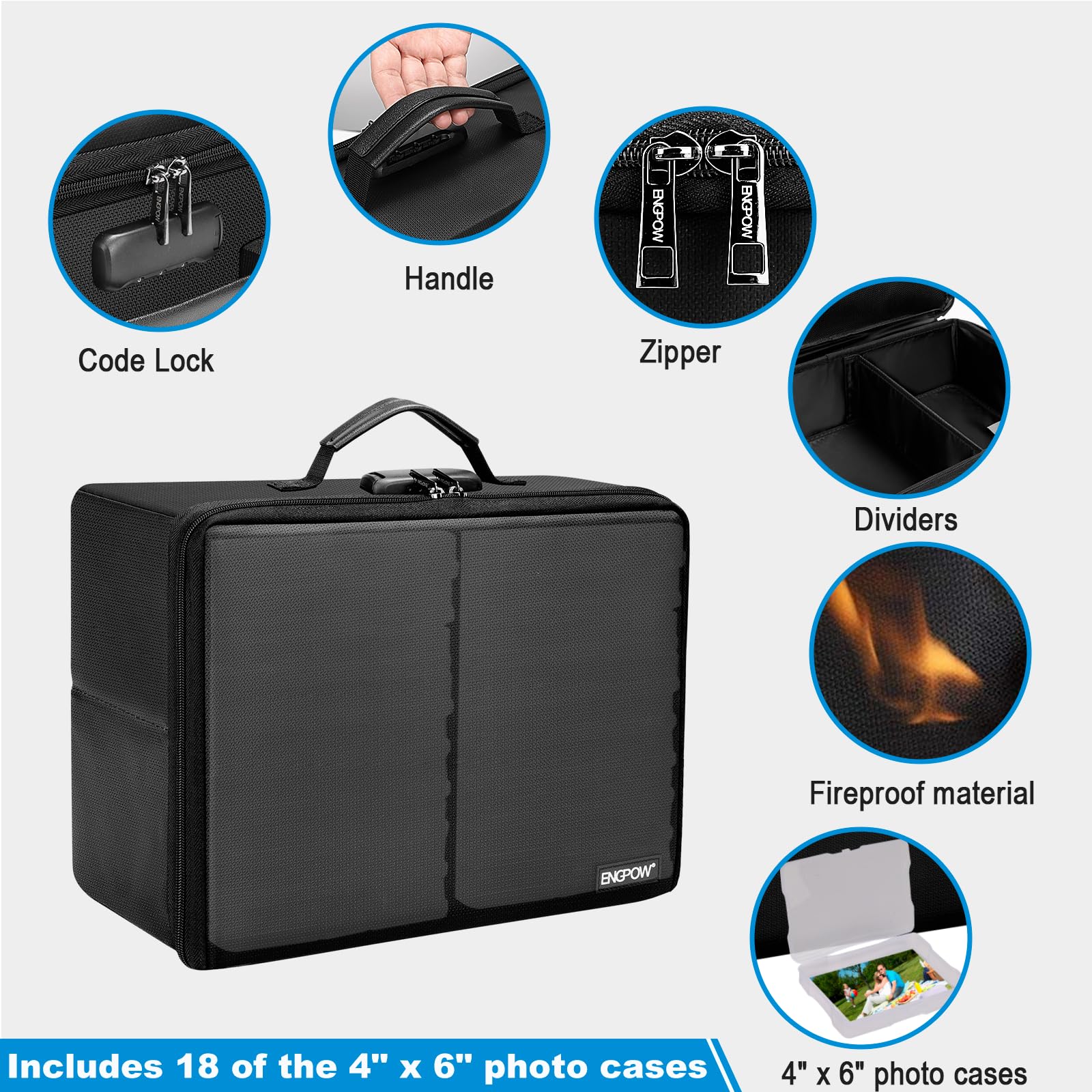 Foto 4 | Caja De Almacenamiento De Fotos Engpow Ignífuga Con Funda Interior De 18 X 6 Pulgadas - Venta Internacional.