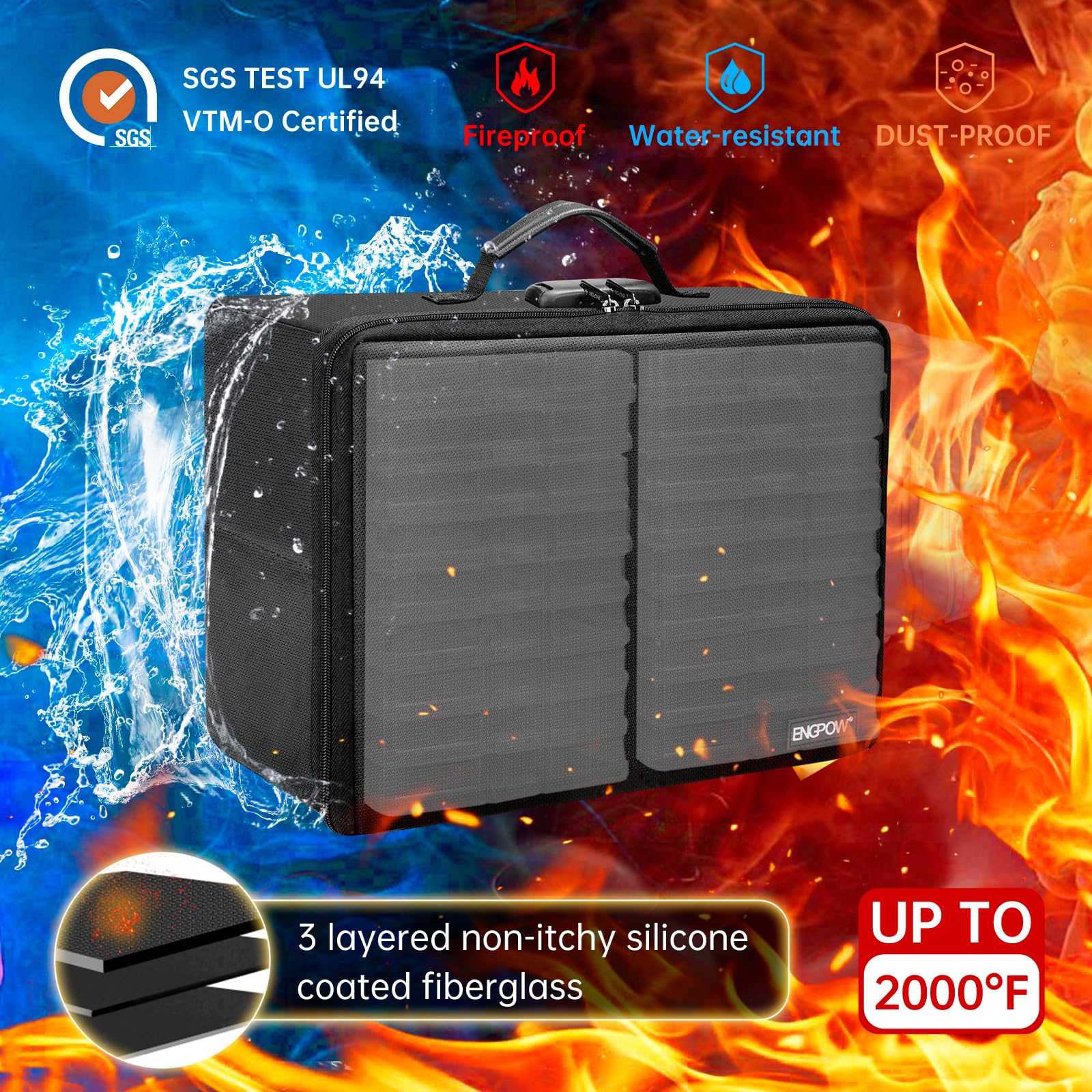 Foto 7 pulgar | Caja De Almacenamiento De Fotos Engpow Ignífuga Con Funda Interior De 18 X 6 Pulgadas - Venta Internacional.