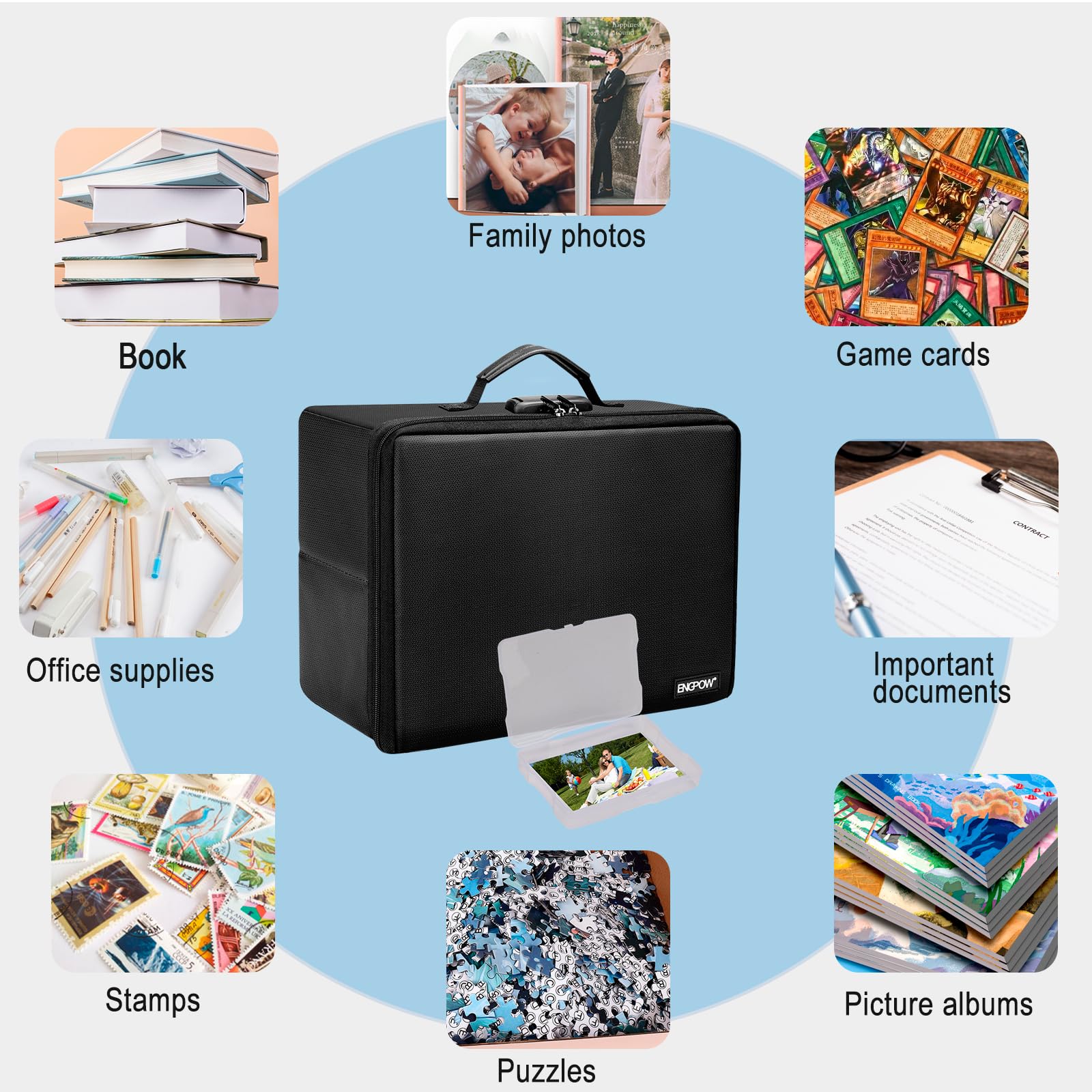 Foto 7 | Caja De Almacenamiento De Fotos Engpow Ignífuga Con Funda Interior De 18 X 6 Pulgadas - Venta Internacional.