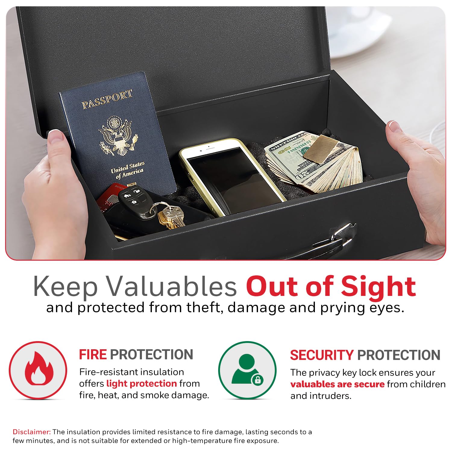 Foto 6 | Caja Fuerte Honeywell 6104, Resistente Al Fuego, 0,17 L, Negra, Con Llaves - Venta Internacional.