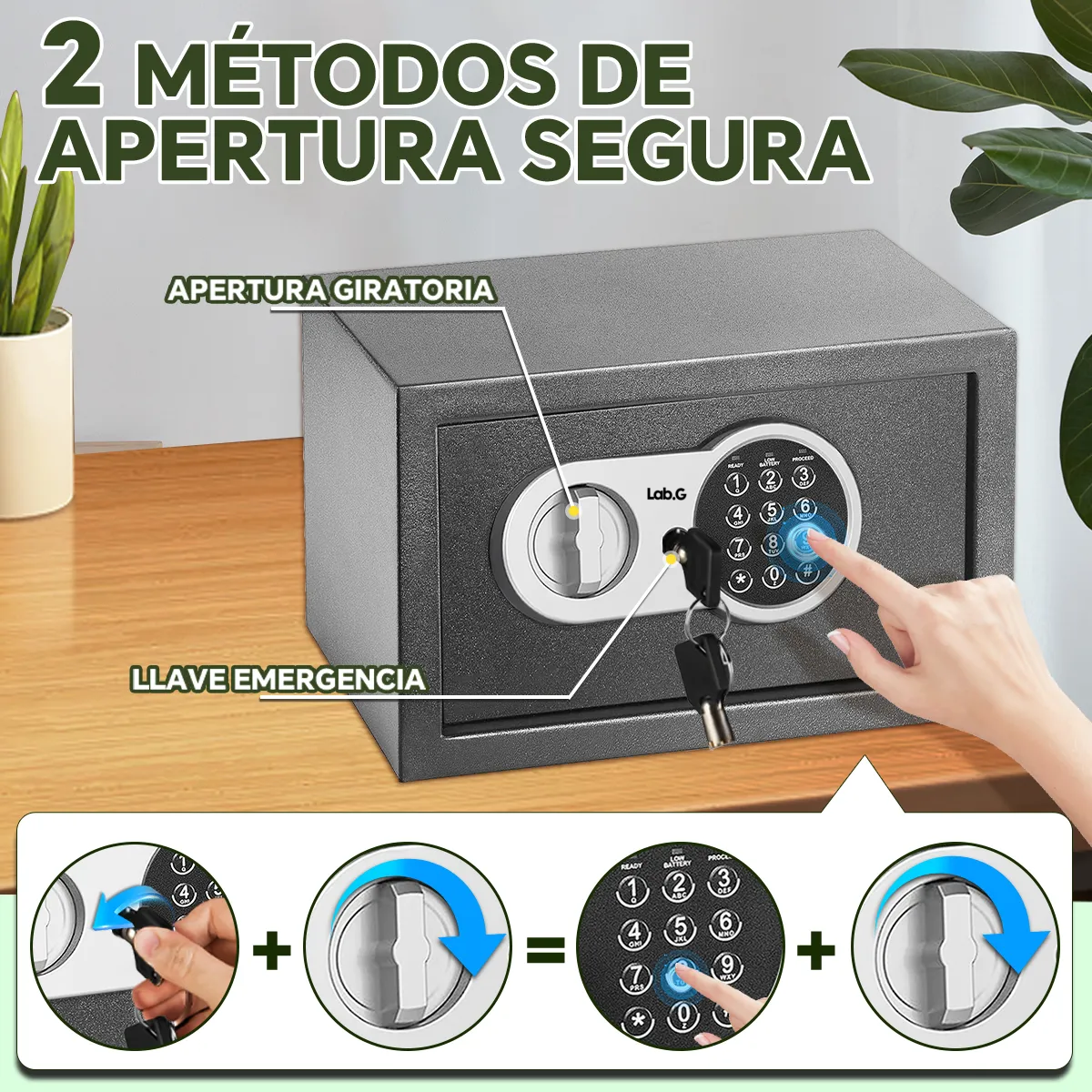 Foto 4 pulgar | Caja Fuerte Combinación Digital Alta Seguridad Y Llaves Lab.g Gris