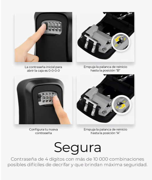 Foto 4 pulgar | Caja Fuerte De Almacenamiento De Llaves Montada En La Pared Color Negro