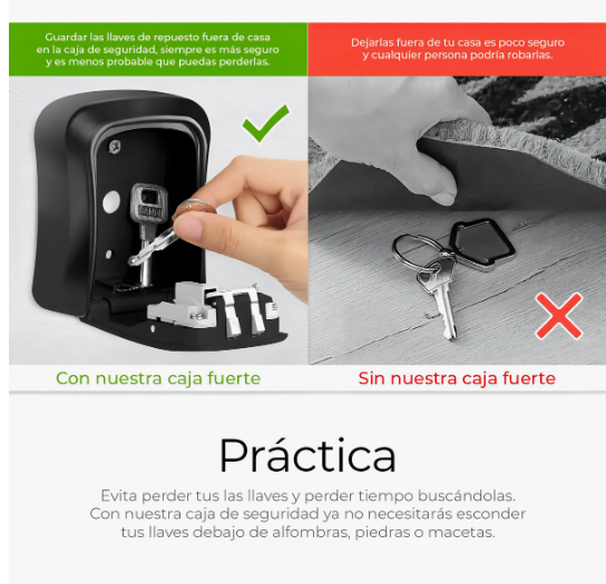 Foto 5 pulgar | Caja Fuerte De Almacenamiento De Llaves Montada En La Pared Color Negro