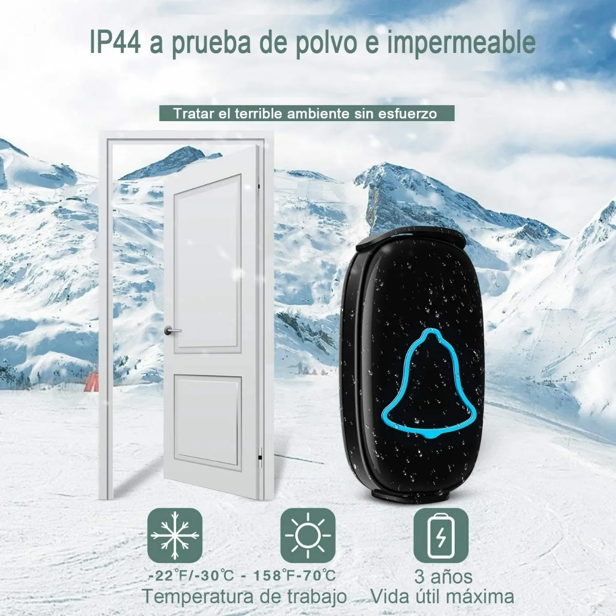 Foto 2 | Timbre Inalámbrico Malubero Impermeable con 1 Transmisor 1 Receptor color Negro