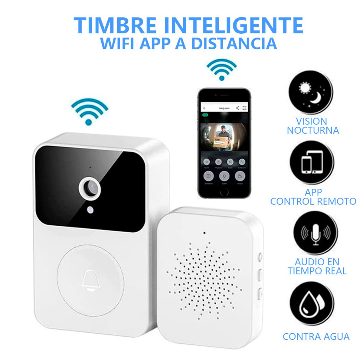Foto 2 | Timbre De Puerta Ele-gate Inalámbrico Con Cámara Wifi Hogx9 color Blanco