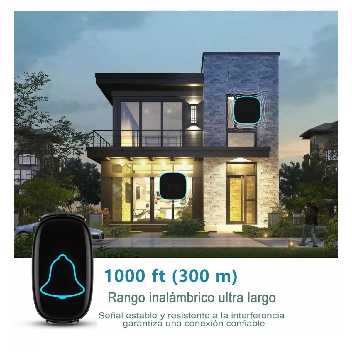 Foto 3 pulgar | Timbre Inalámbrico Eo Safe Imports Esi-5318 color Negro Impermeable con 1 Transmisor 2 Receptores