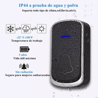 Foto 3 | Timbre Inalámbrico Eo Safe Imports Esi-5322 color Negro Impermeable con 1 Transmisor y 1 Receptor