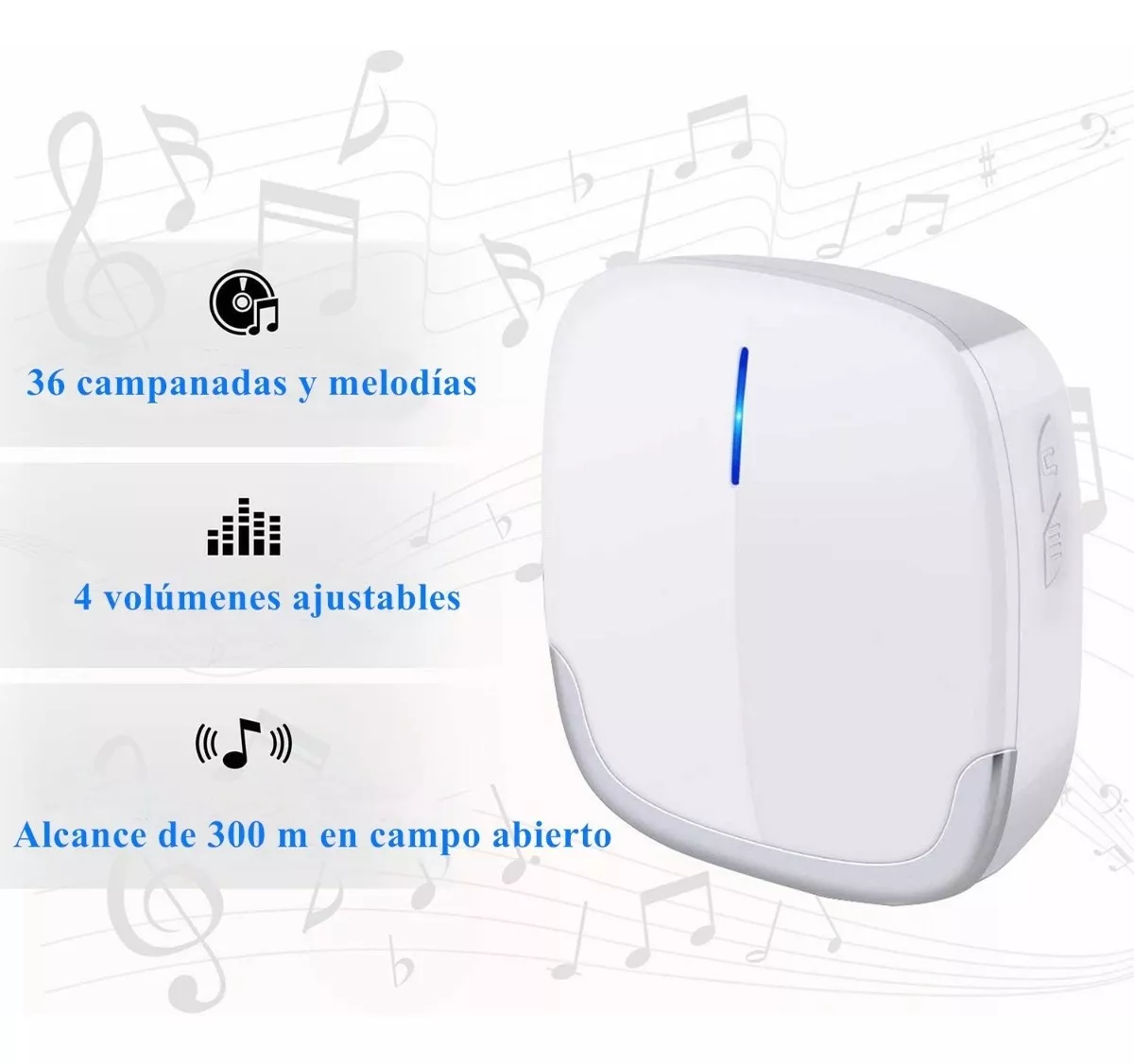 Foto 5 pulgar | Timbre Inalámbrico BELUG Impermeable con Transmisor y Receptor Blanco