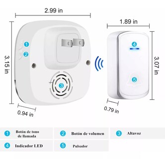 Foto 5 | Timbre Inalámbrico BELUG Impermeable con Transmisor y Receptor Blanco