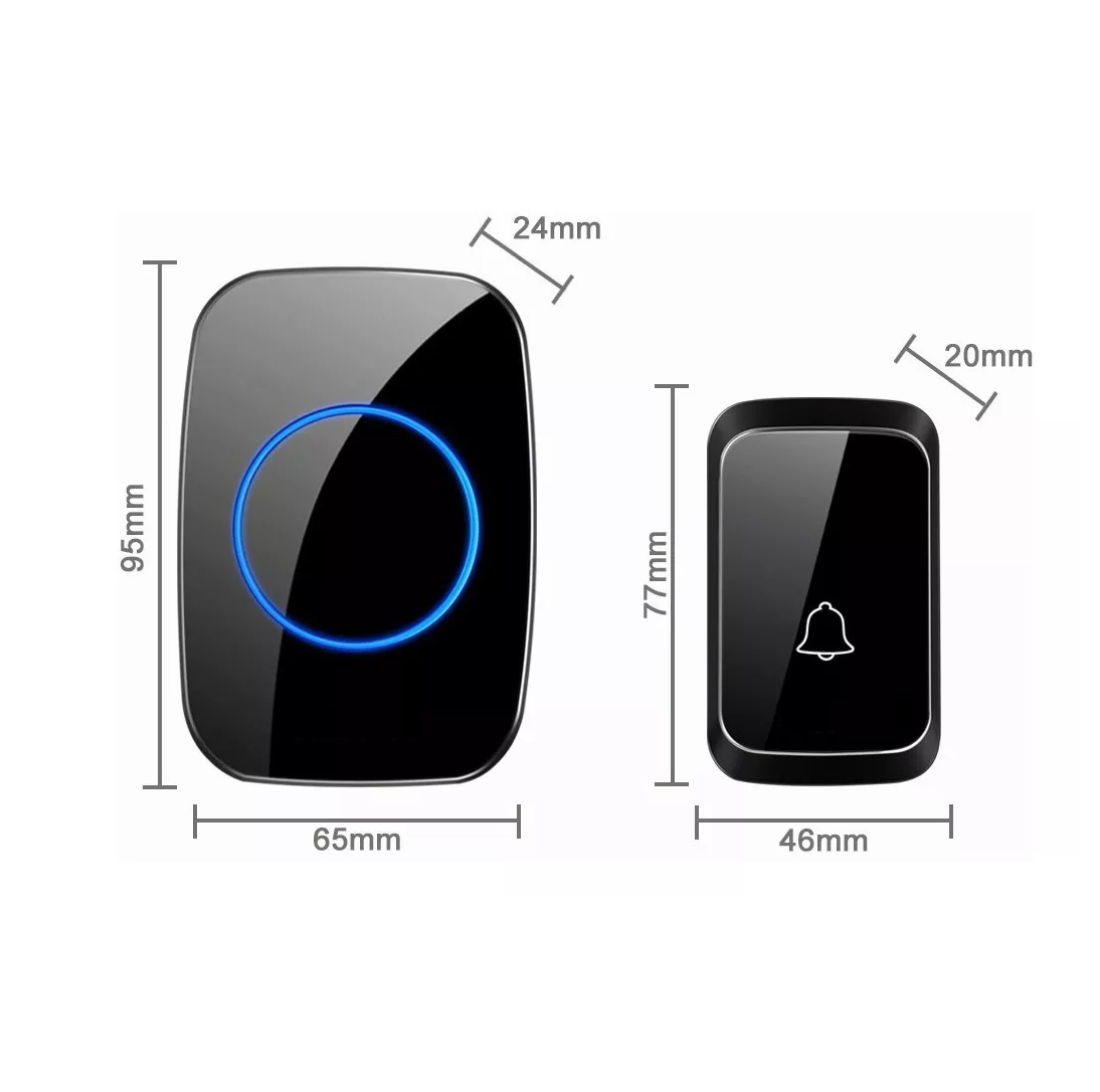 Foto 3 pulgar | Timbre Inalámbrico BELUG color Negro para Puerta con 1 Receptores Impermeables
