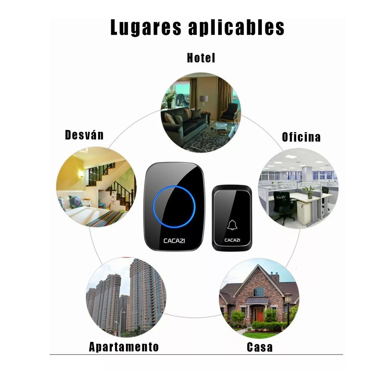 Foto 5 pulgar | Timbre Inalámbrico BELUG color Negro para Puerta con 1 Receptores Impermeables