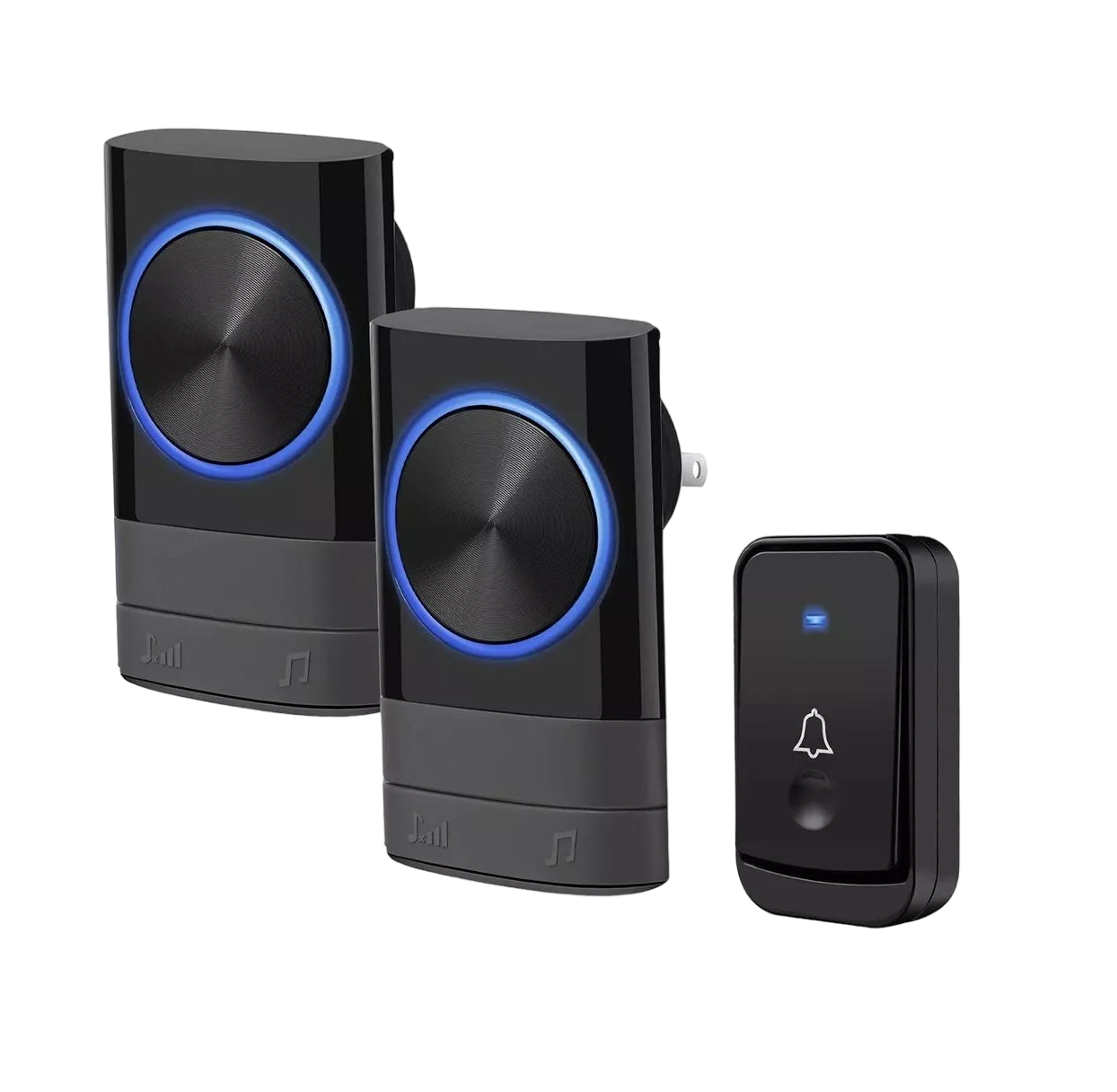 Timbre Inalámbrico con 2 Receptores y 1 Botón Belug color Negro