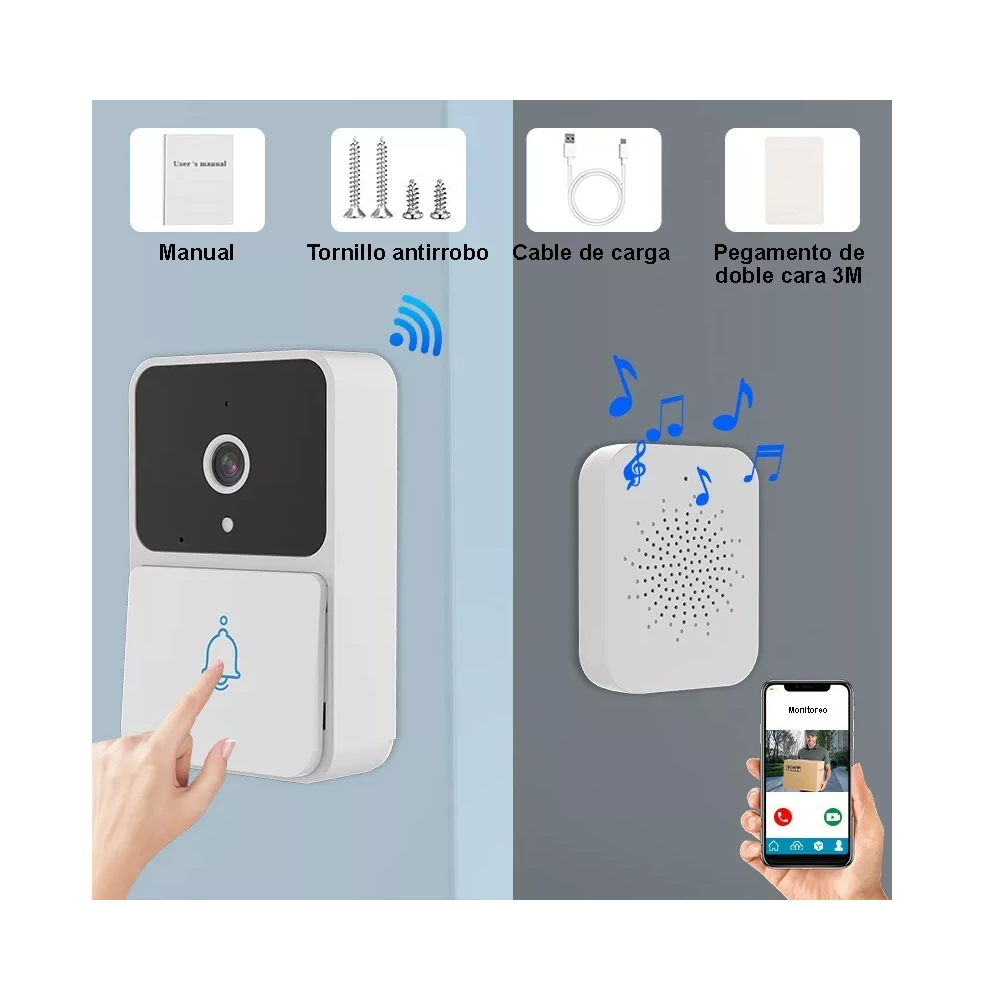 Foto 2 | Timbre de Video Inteligente BELUG Wifi color Blanco