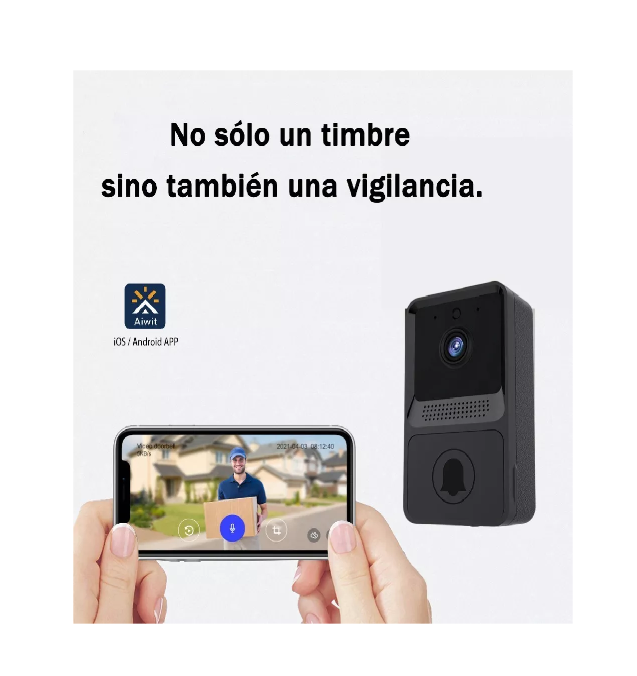 Foto 4 pulgar | Timbre Con Video Inteligente Wifi Inalámbrica Audio Cámara