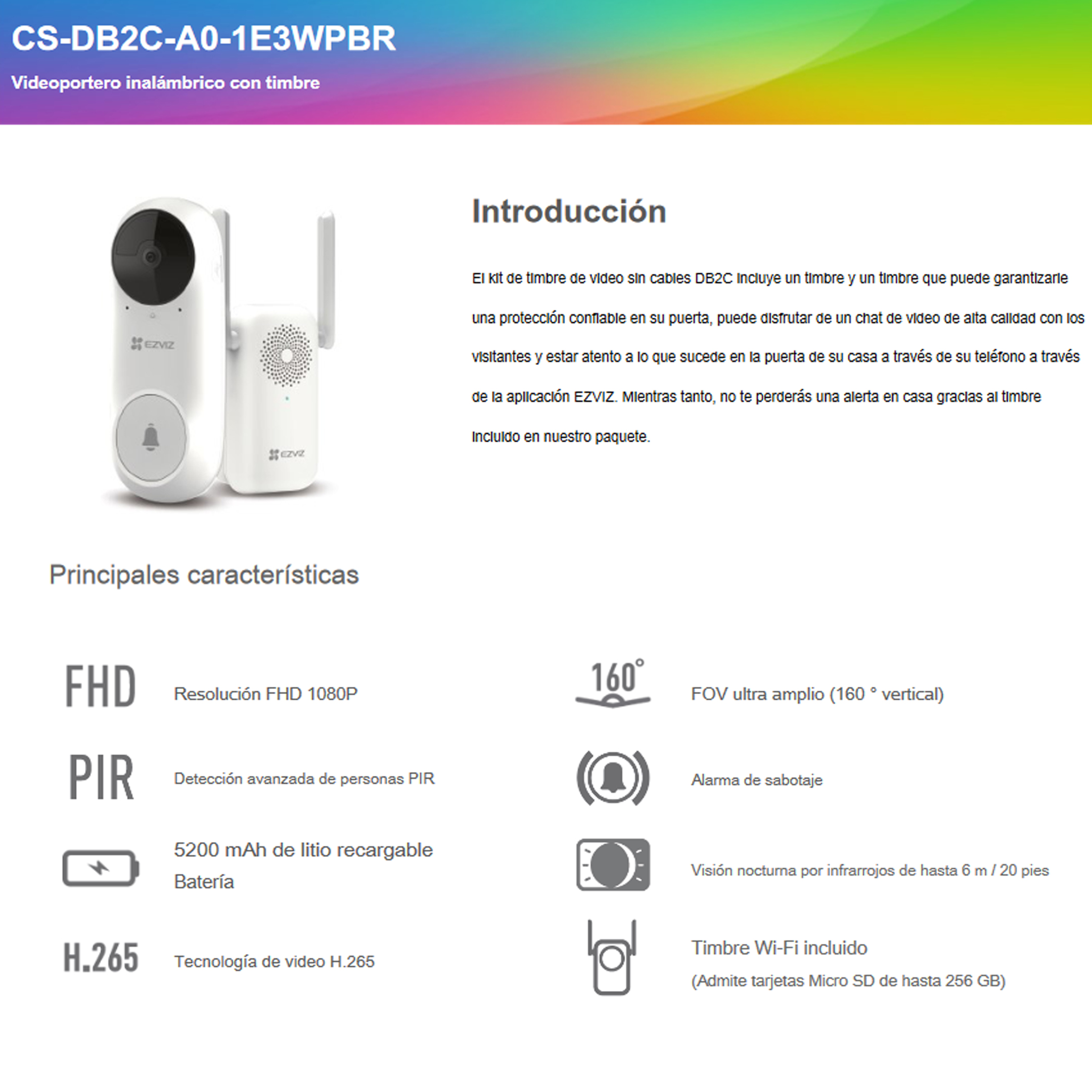 Foto 6 | Timbre Recargable Ezviz con Cámara