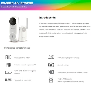 Foto 6 | Timbre Recargable Ezviz con Cámara