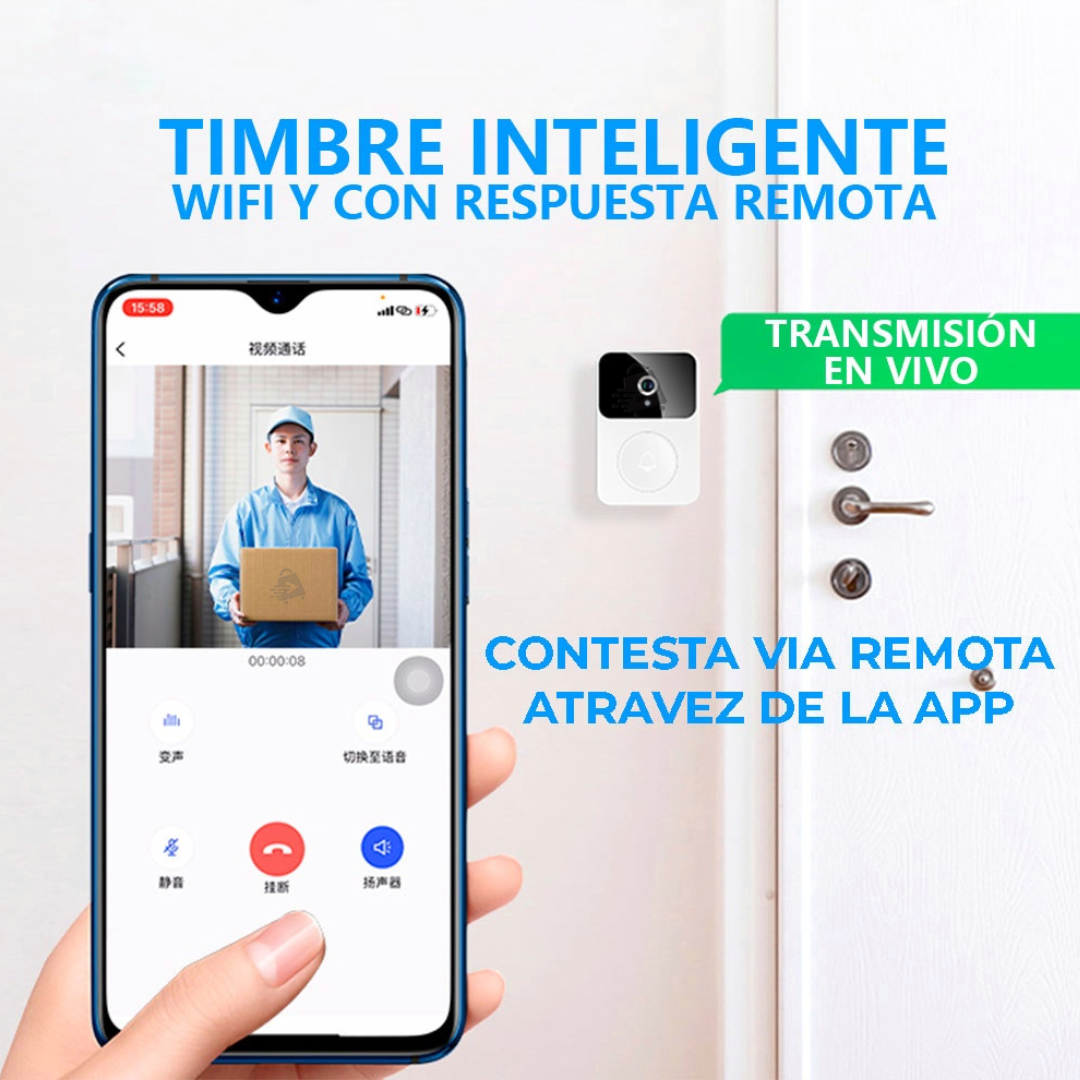 Foto 6 pulgar | Timbre JustClick MX Blanco con Cámara Wifi Inalámbrico