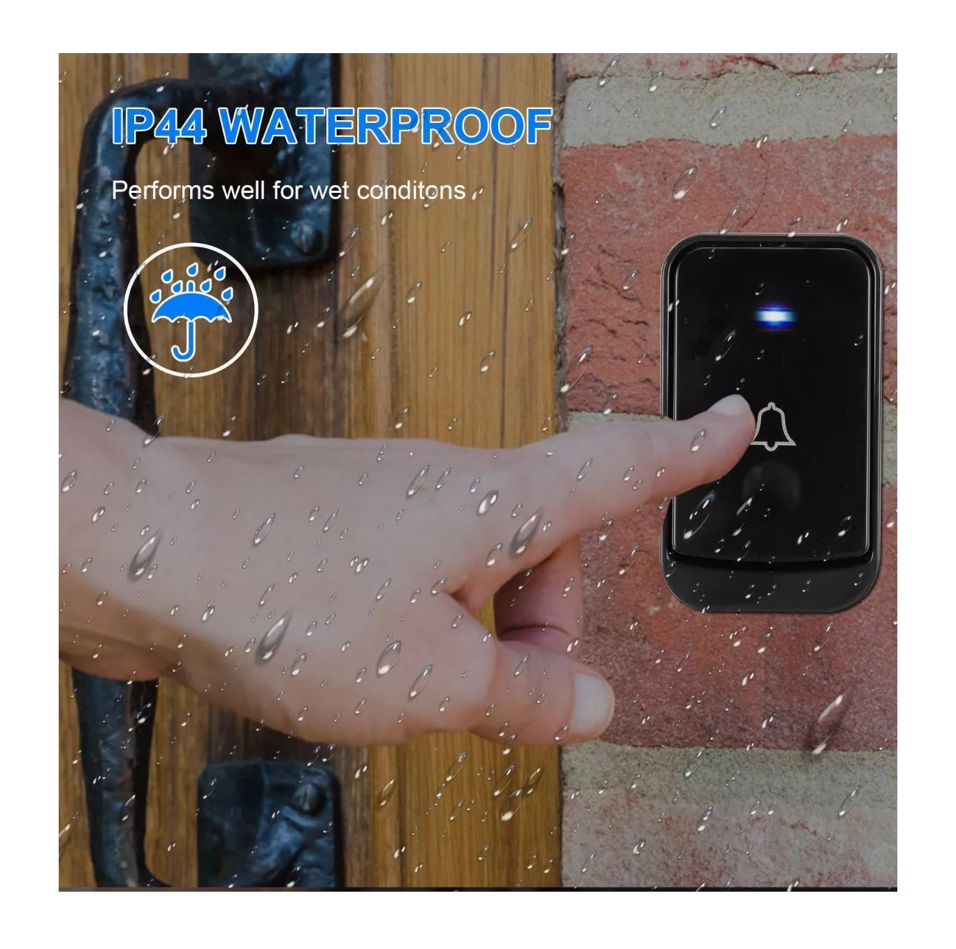 Foto 3 | Timbre Inalámbrico Lab.G Negro Impermeable con Luz Led/1 Transmisor/2 Receptores