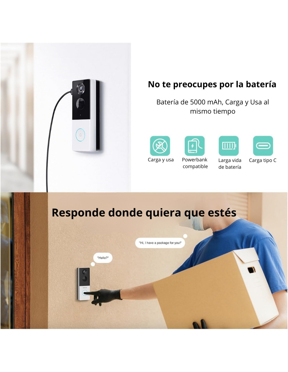 Foto 5 pulgar | ''timbre Inteligente R801 Con Reconocimiento Facial Y Grabación En Hd   ''