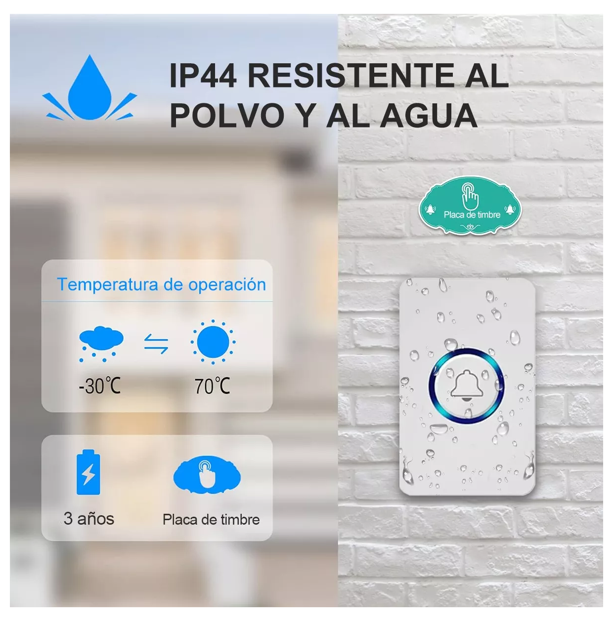 Foto 5 pulgar | Timbre Inalámbrico Impermeable Belug Blanco con 1 Transmisor y 2 Receptores