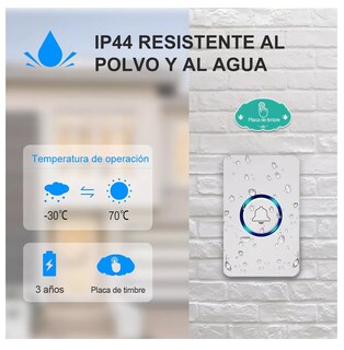 Foto 4 | Timbre Inalámbrico Impermeable Belug Blanco con 1 Transmisor y 2 Receptores