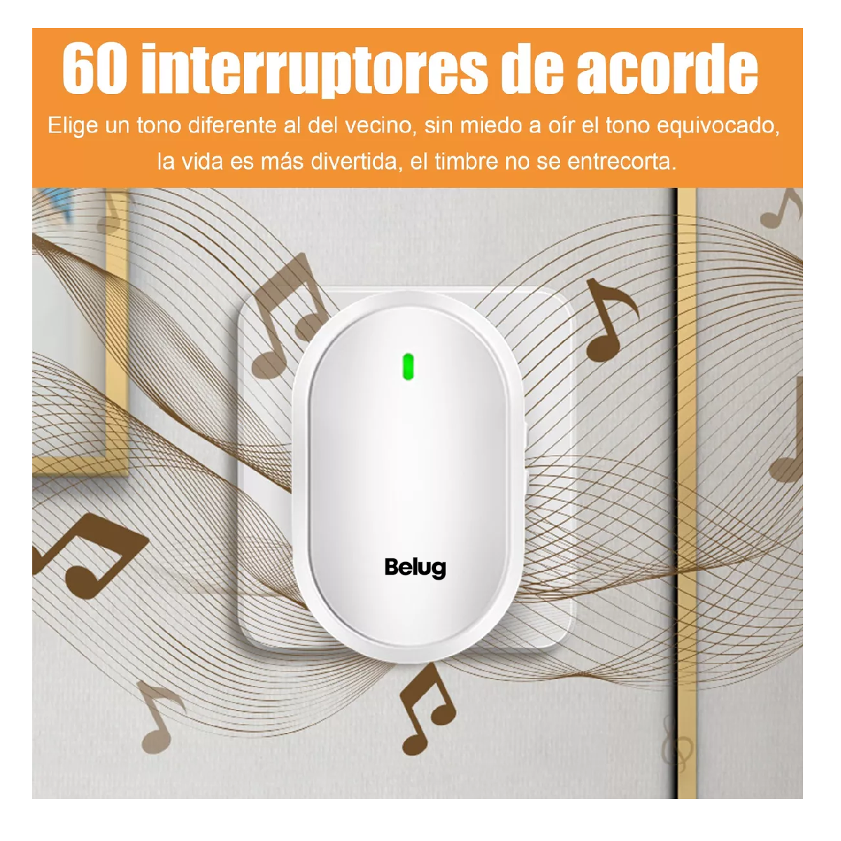 Foto 2 | Timbre Inalámbrico Exterior Belug Blanco con 1 Transmisor y 1 Receptor