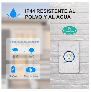 Foto 4 | Timbre Inalámbrico Impermeable Con 1 Transmiso 2 Receptor Blancos