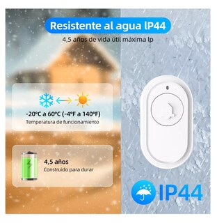Foto 4 | Timbre Inalámbrico Impermeable Con 1 Transmisor Y 2 Receptor Blanco