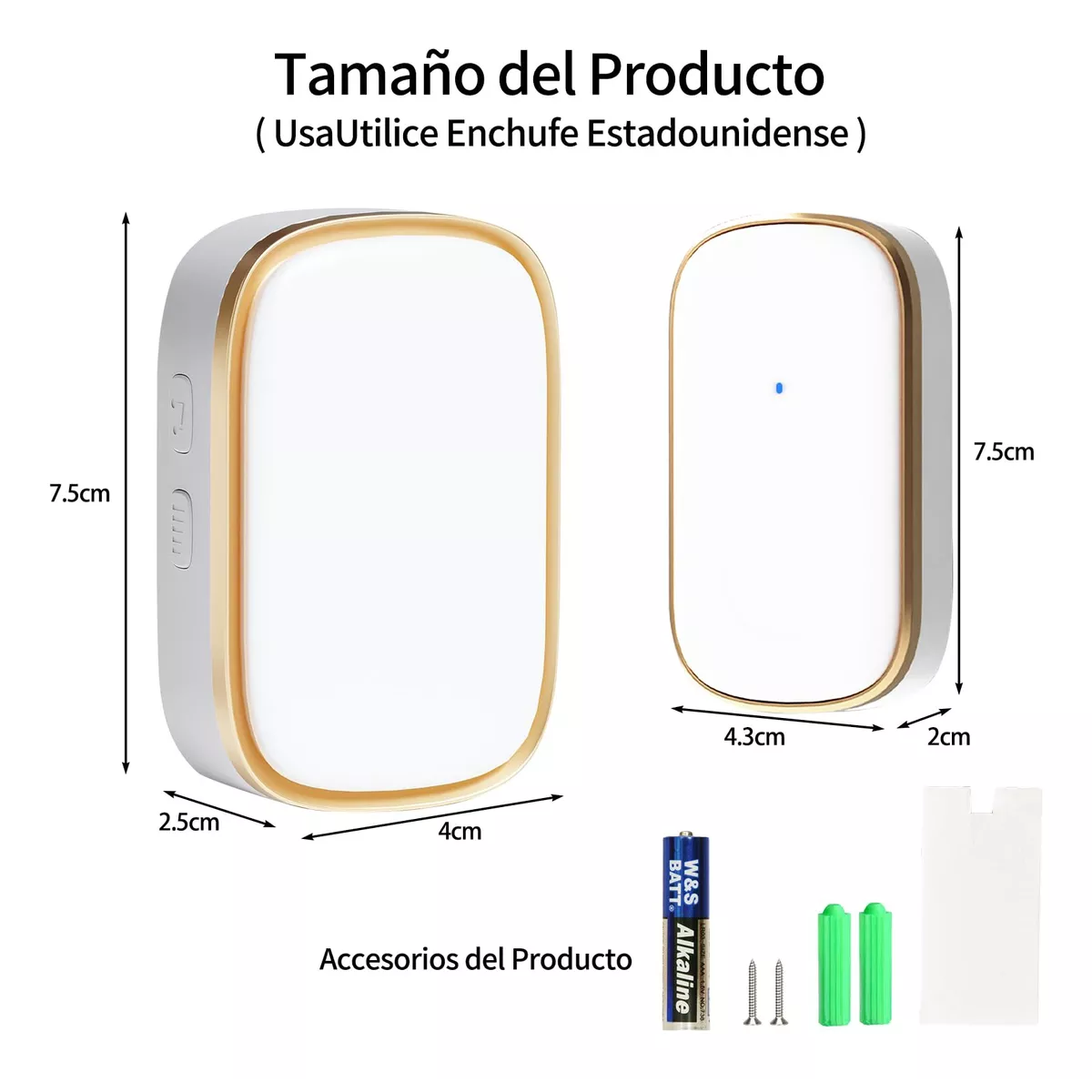 Foto 3 pulgar | Timbre Inalámbrico Impermeable , 1 Transmisor Y 2 Receptor Eo Safe Imports Esi-14204 Blanco