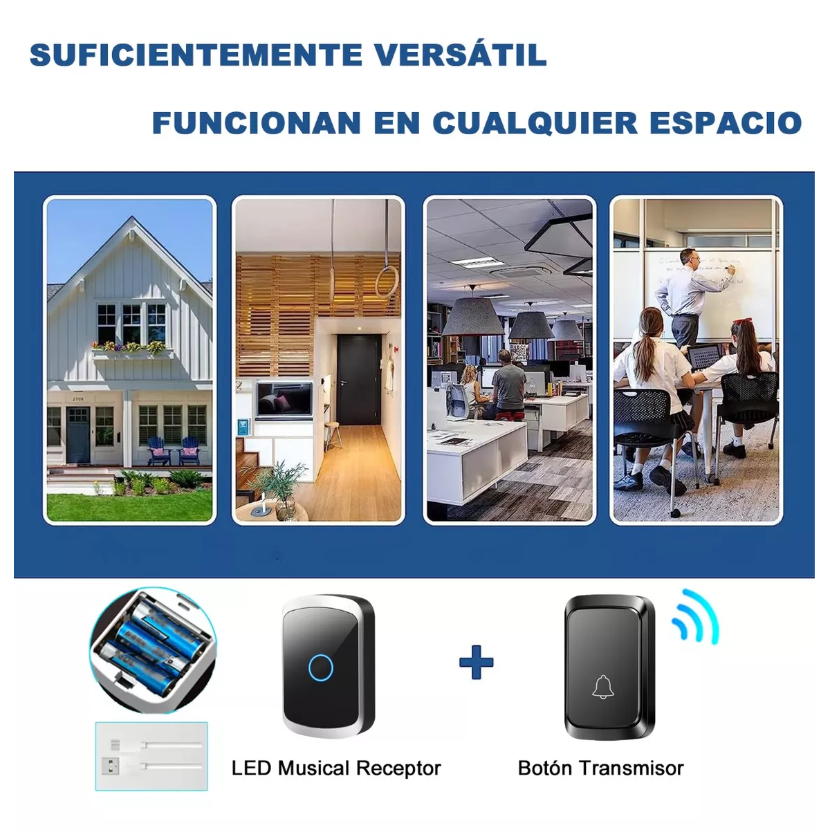 Foto 2 | Timbre Inalámbrico Impermeable Con Luz Led 1 Transmiso 1 Rec Eo Safe Imports Esi-14203 Negro