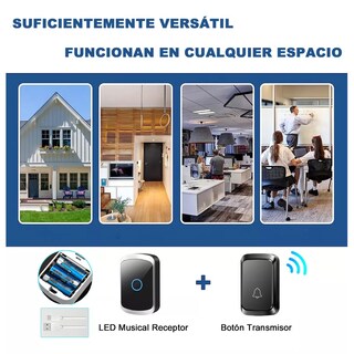 Foto 2 | Timbre Inalámbrico Impermeable Con Luz Led 1 Transmiso 1 Rec Eo Safe Imports Esi-14203 Negro