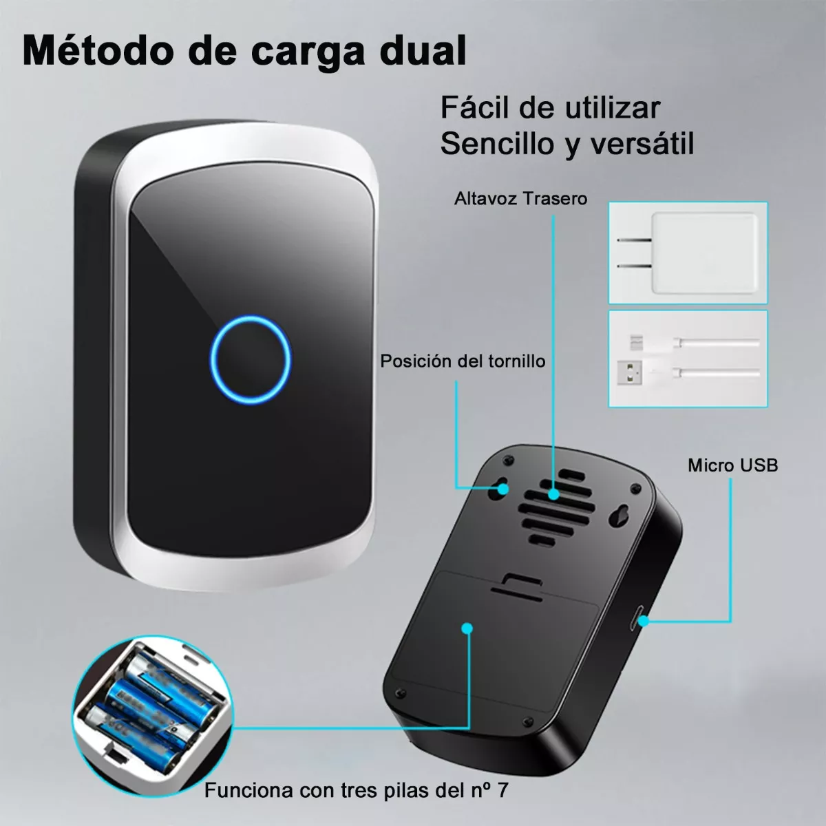 Foto 3 | Timbre Inalámbrico Impermeable Con Luz Led 1 Transmiso 1 Rec Eo Safe Imports Esi-14203 Negro