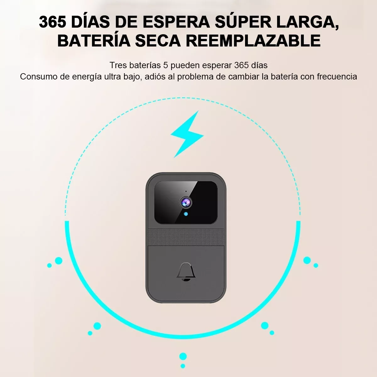 Foto 3 | Timbre Inteligente Vídeo Wifi Cámara De Audio Inalámbrico Eo Safe Imports Esi-14887 Negro