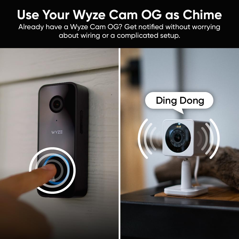 Foto 5 pulgar | Timbre De Vídeo Wyze V2 Con Cable 2k Para Grabación De Vídeo 24/7, Negro - Venta Internacional.