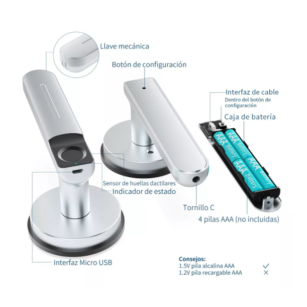 Foto 5 | Geek Smart Cerradura Digital Color Plata T