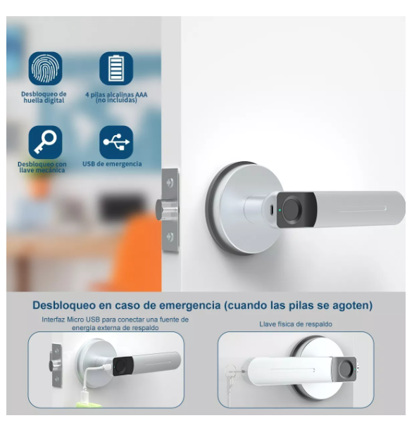 Foto 6 | Geek Smart Cerradura Digital Color Plata T