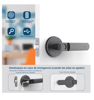 Foto 6 | Cerradura Digital Dactilar Geek Smart Negra Seguridad Hogar